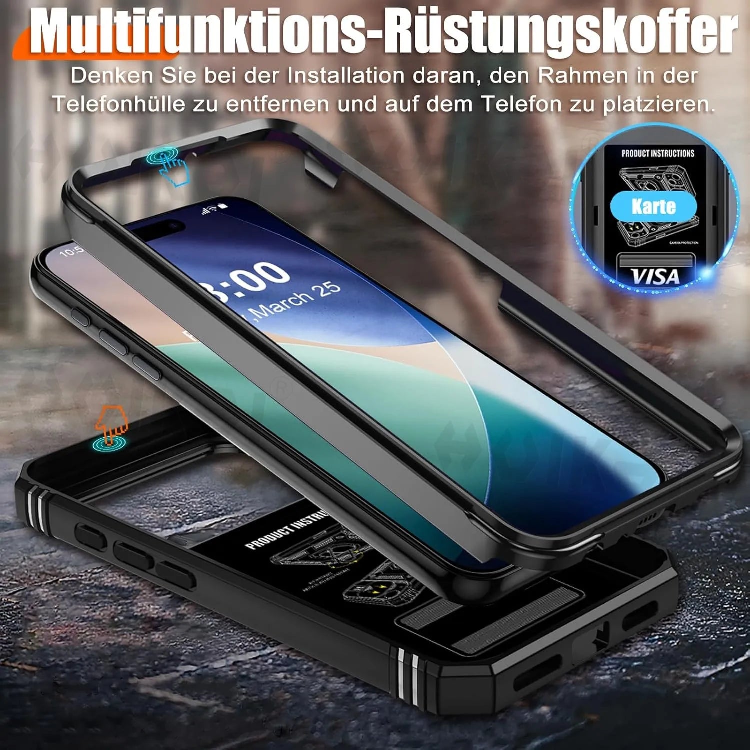 Capa com Tampa de Câmara Deslizante e Suporte 360º para iPhone