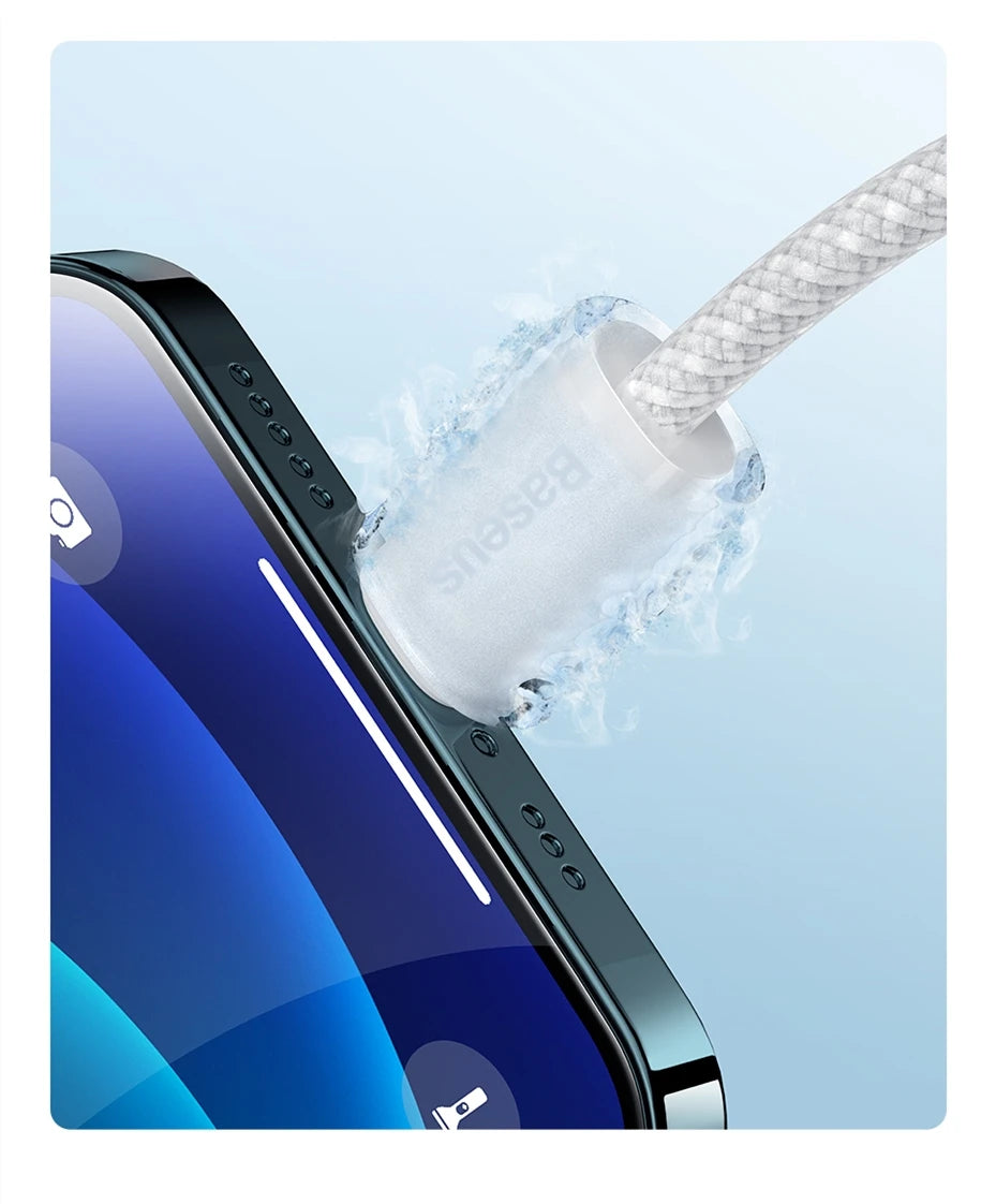 Cabo Baseus USB-C para iPhone 20W Carregamento Rápido — 1.2m/2m