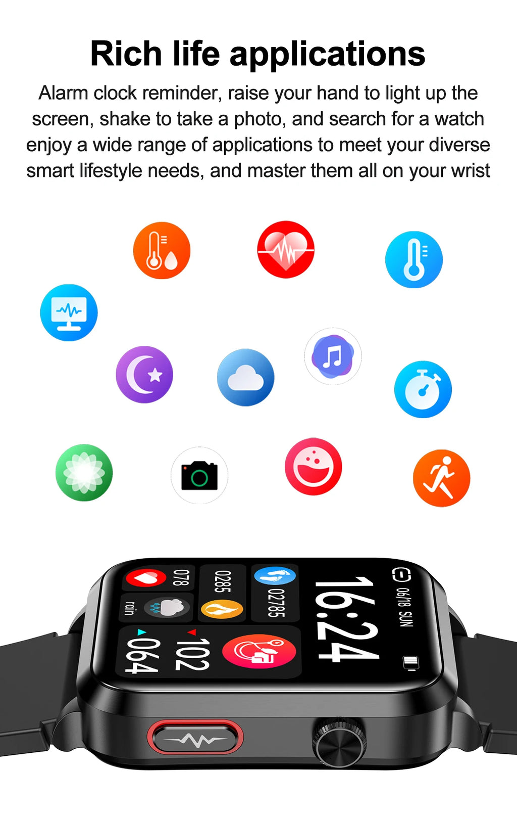Smartwatch Masculino Quadrado AMOLED — Chamadas Bluetooth, Saúde Completa e Design Premium