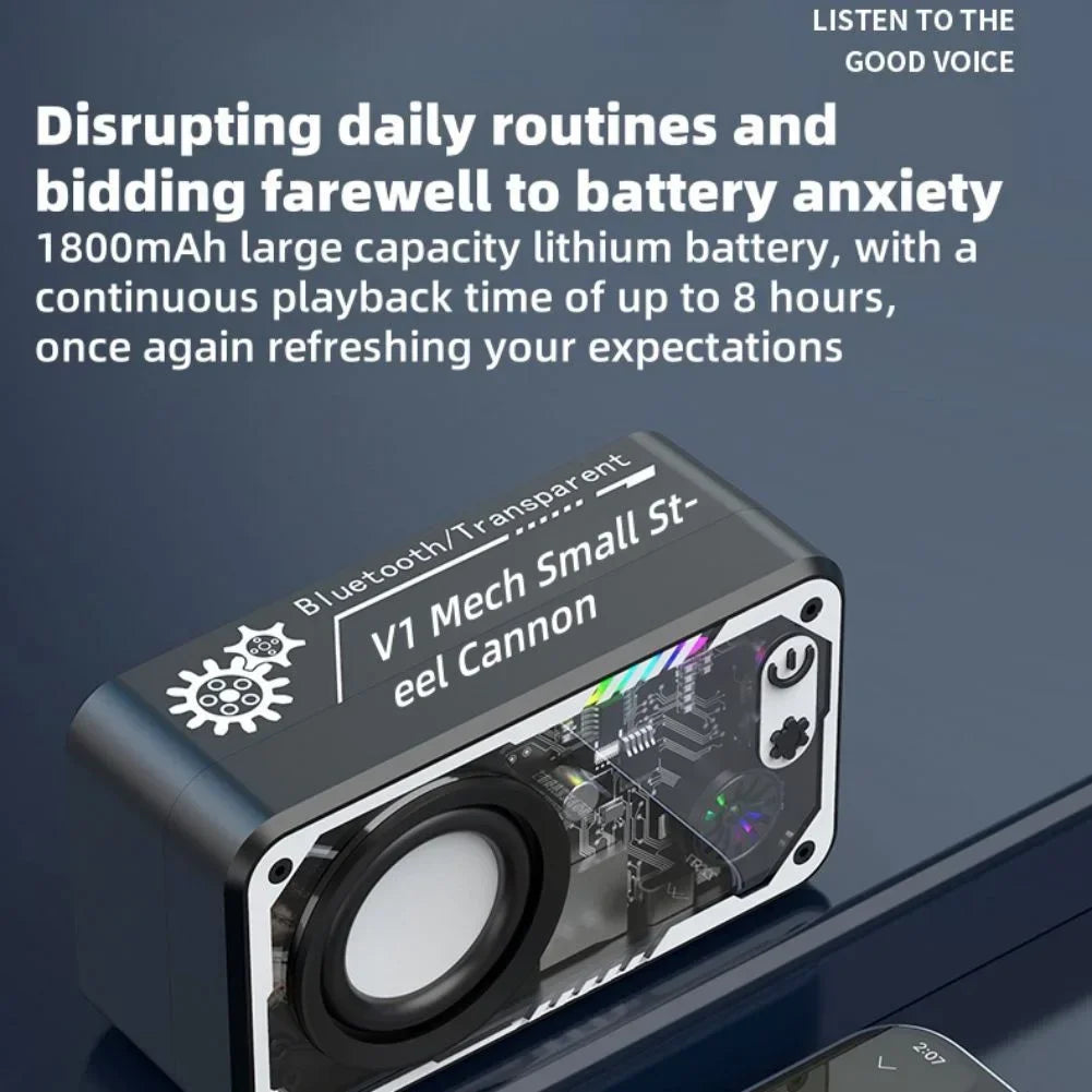 Coluna Bluetooth V5.3 — LED, 1800mAh, Suporte Cartão TF e Som Potente para Exterior