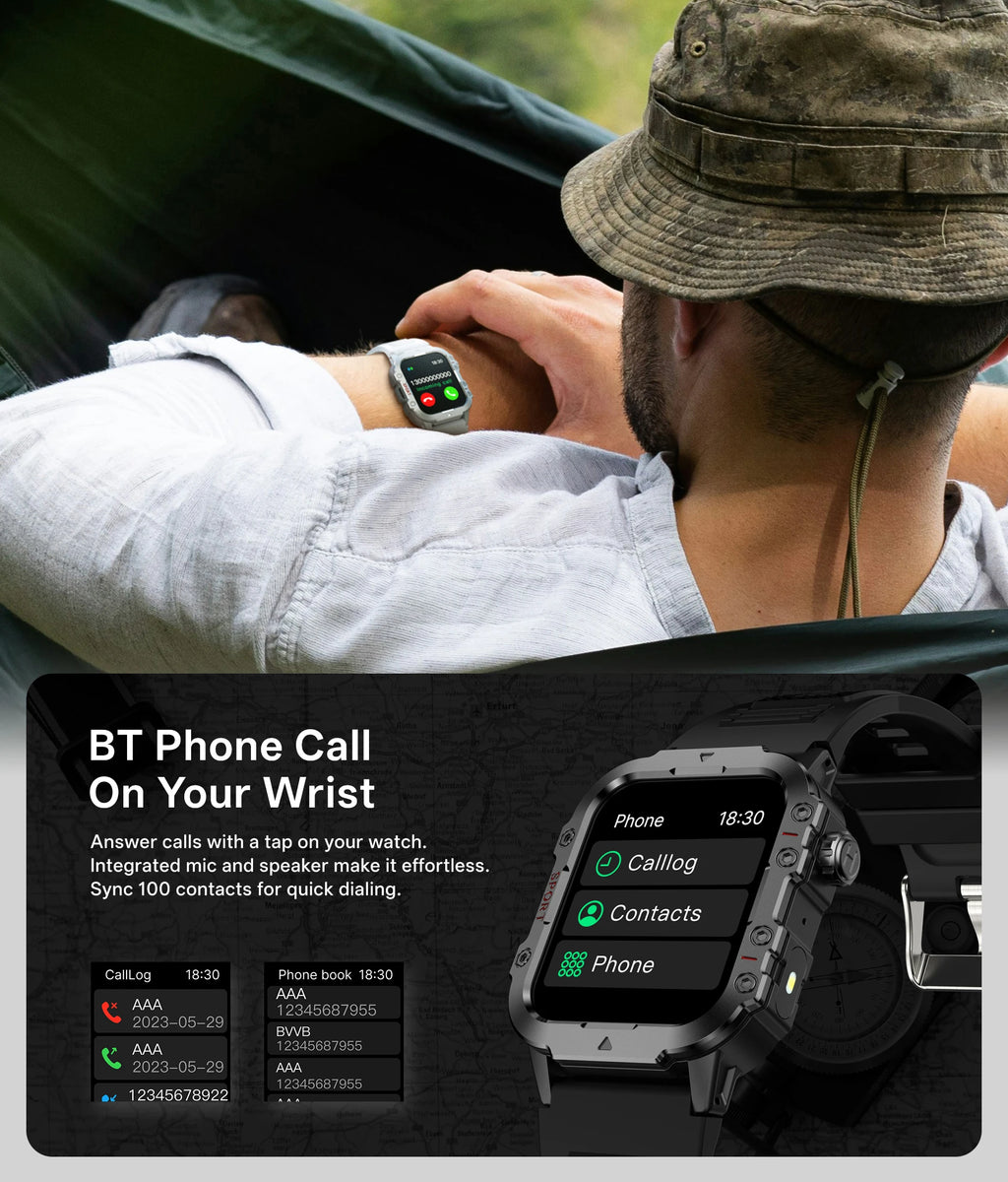 Smartwatch Bluetooth 1.44'' com Monitor de Saúde, Oxigénio e Pressão