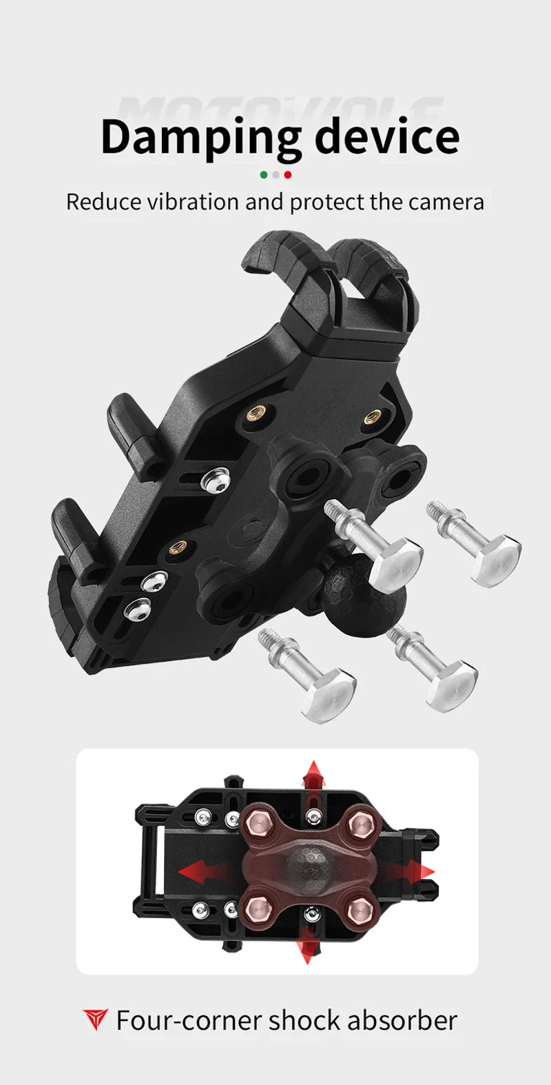 Suporte de Telefónico para Mota com Carregamento Sem Fios QC3.0 e GPS