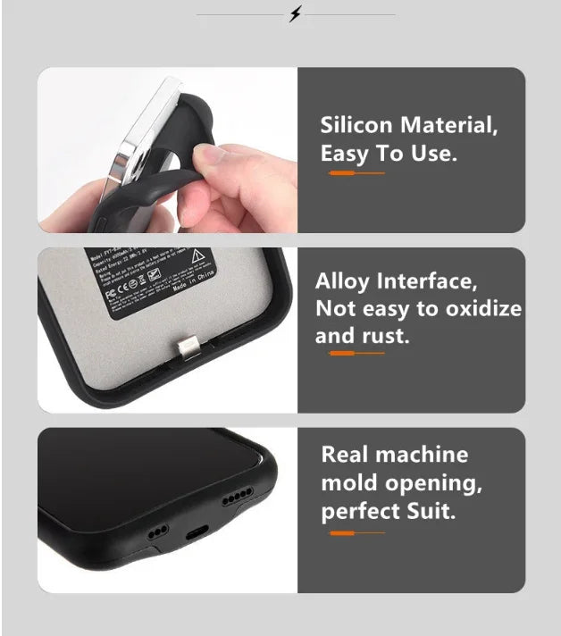 Capa com Bateria 6800mAh para iPhone 17, 16, 15, 14, 13, 12, 11 Series — Power Bank Portátil
