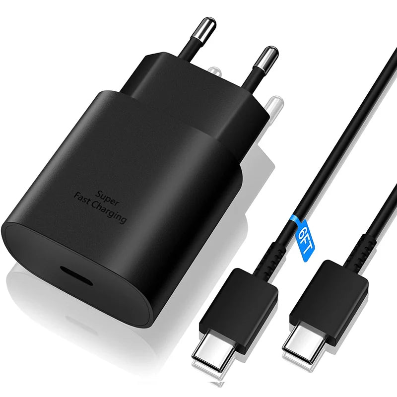Carregador USB-C 25W com Cabo para Samsung Galaxy e iPhone 15/16