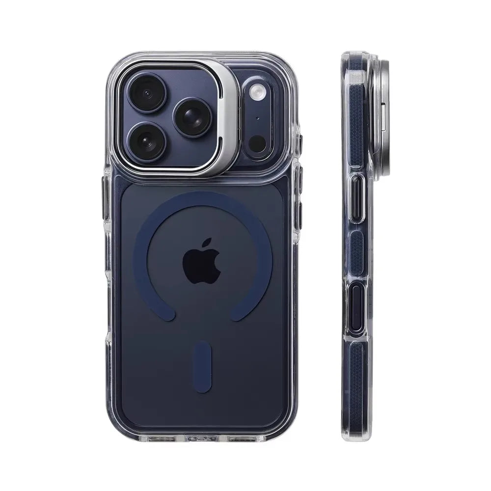 Capa Transparente Magnética com Suporte para iPhone 17 ao 12
