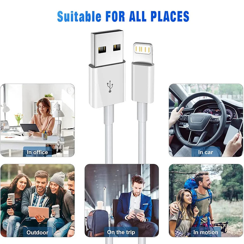 Cabo USB-A para Lightning iPhone — Carregamento Rápido 1m/2m/3m