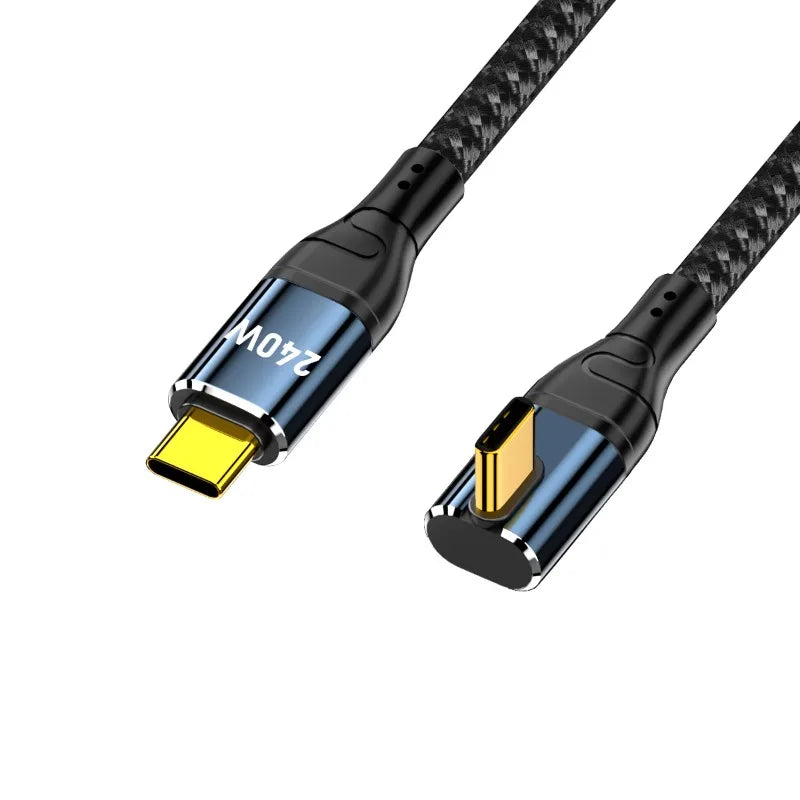 Cabo USB-C 240W em Ângulo 90° — 48V/5A Compatível com USB 2.0 (3m/10FT)