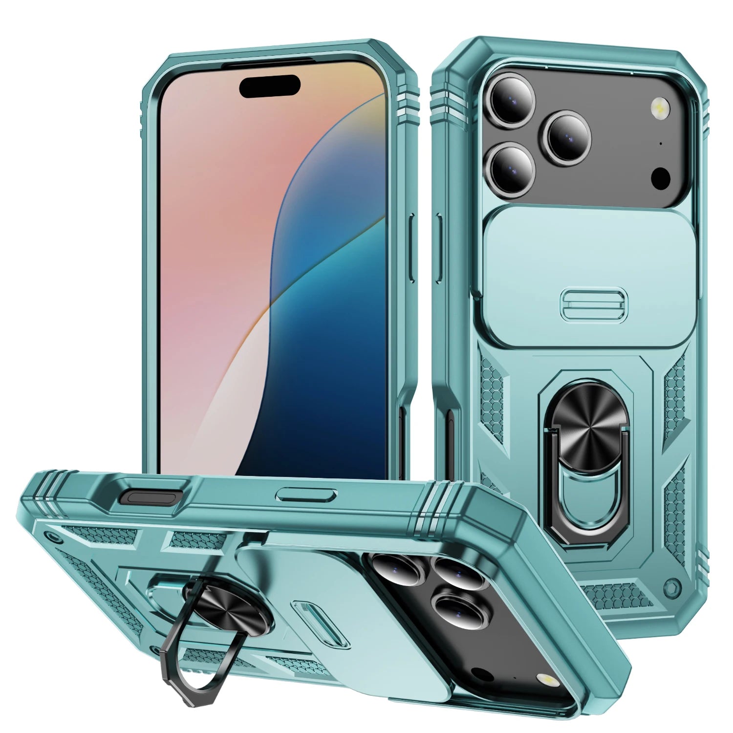 Capa com Tampa de Câmara Deslizante e Suporte 360º para iPhone