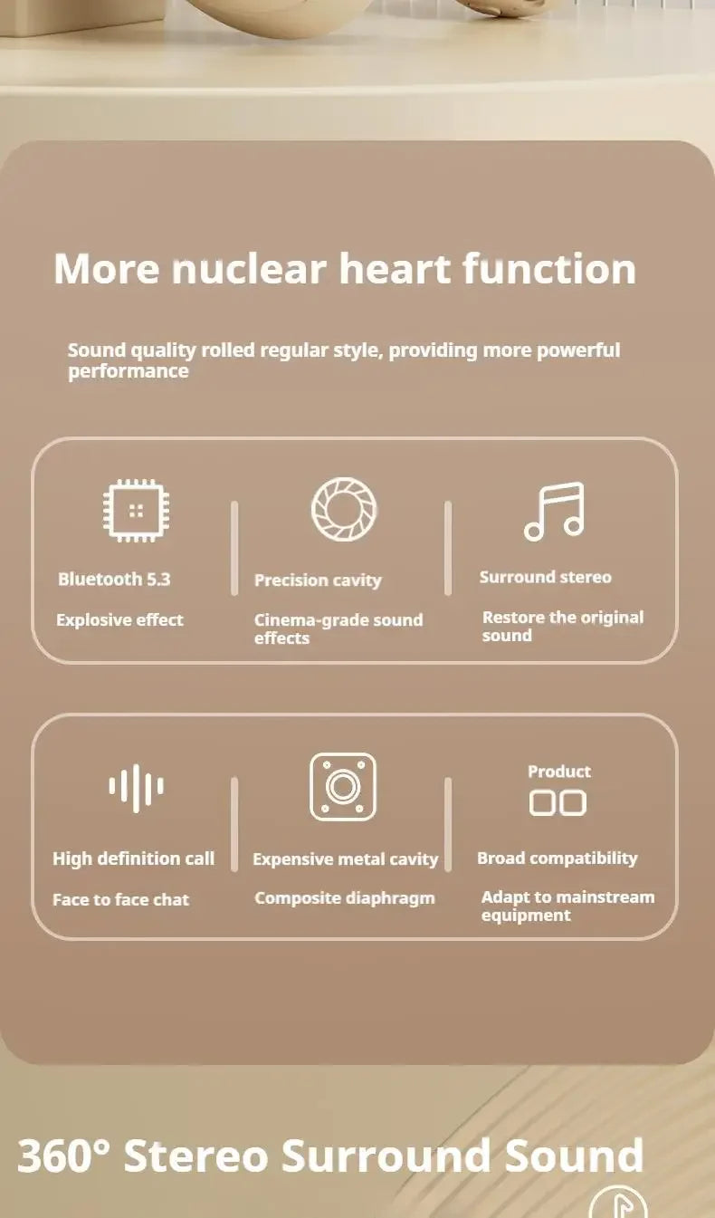 Headphones Over-Ear Bluetooth 5.3 HiFi M5 — Gaming, Desporto e Redução de Ruído