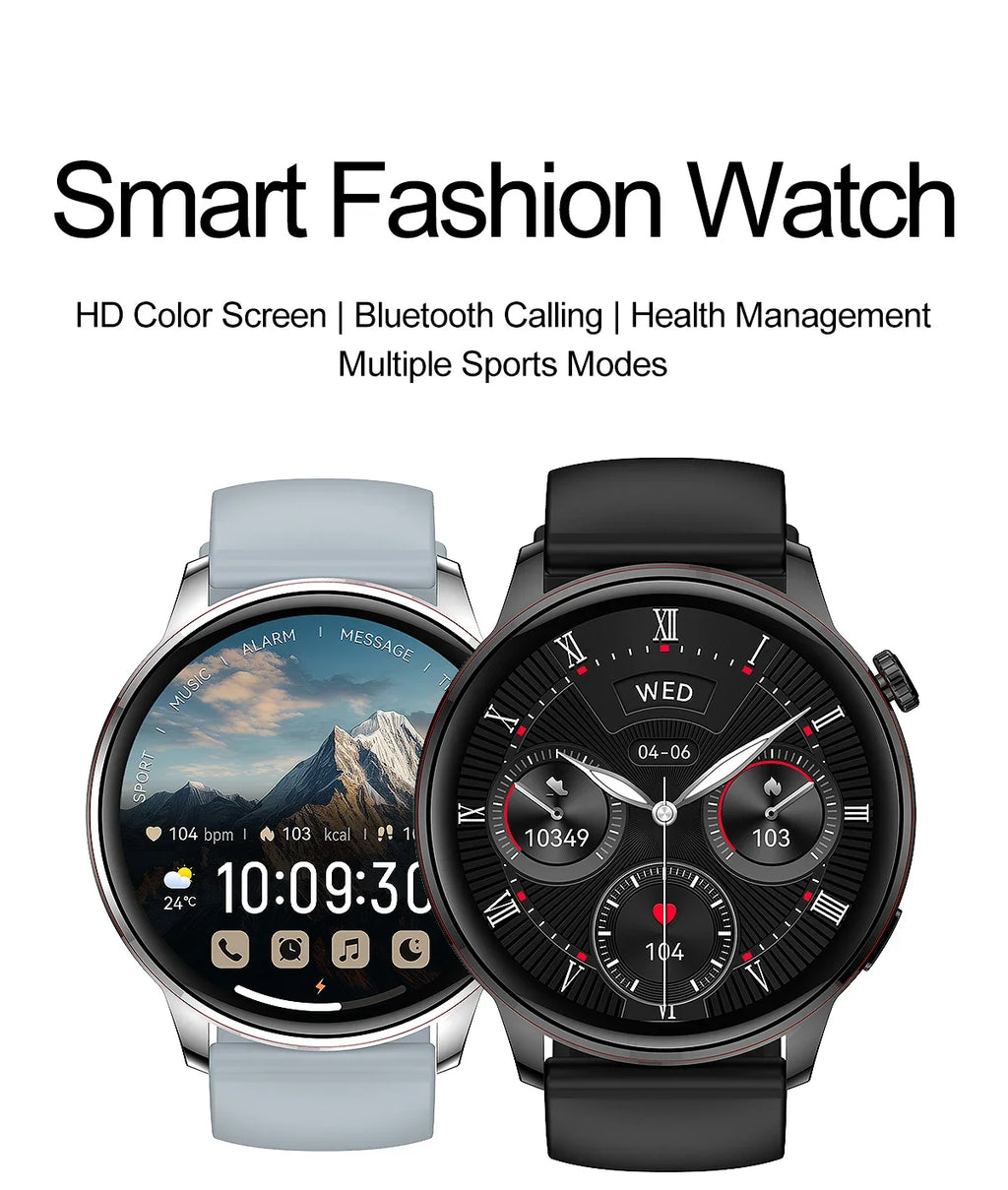 Smartwatch Feminino Elegante — Rosa e Dourado, Saúde Completa e Notificações Inteligentes
