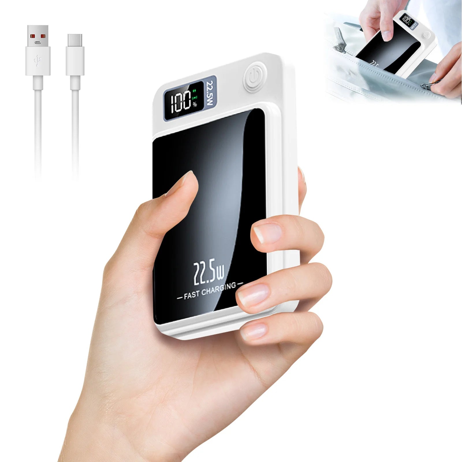 Power Bank Magnético Sem Fios 10000mAh 22.5W