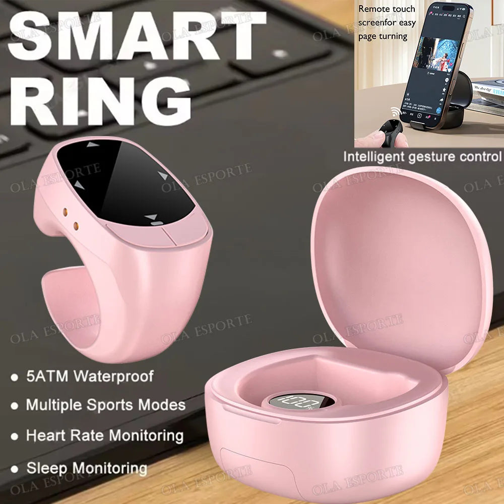 Smart Ring Multi-Funcional — Controlo Remoto Bluetooth 5.3, Scroll, Vídeo e Fotos para Smartphone