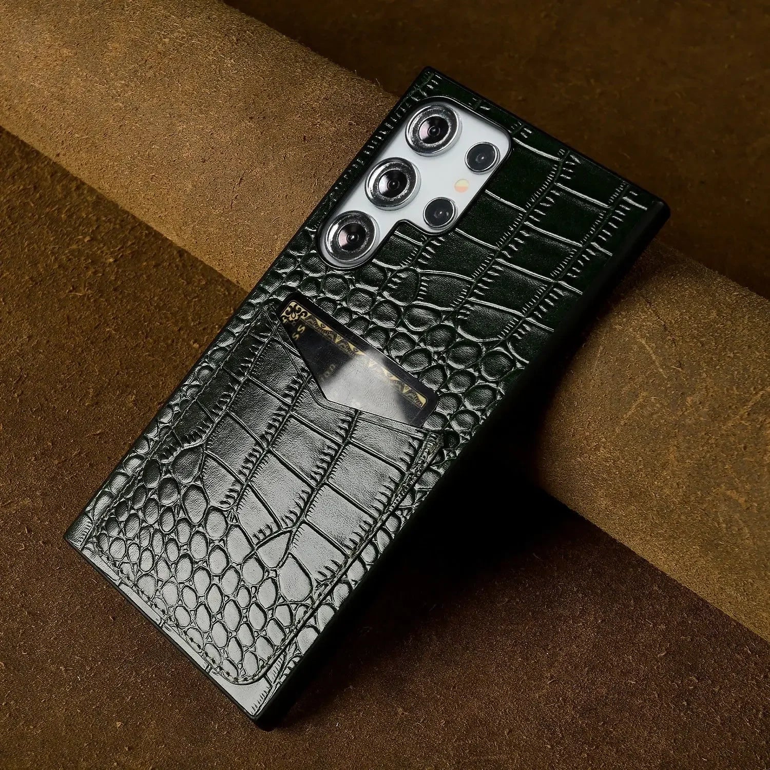 Capa Couro Genuíno com Porta-Cartões para Samsung Galaxy S Series
