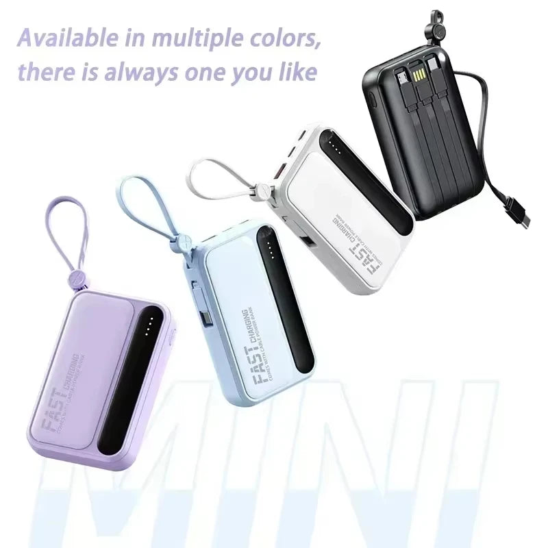 Power Bank Lenovo com 4 Cabos Integrados e Carregamento Rápido