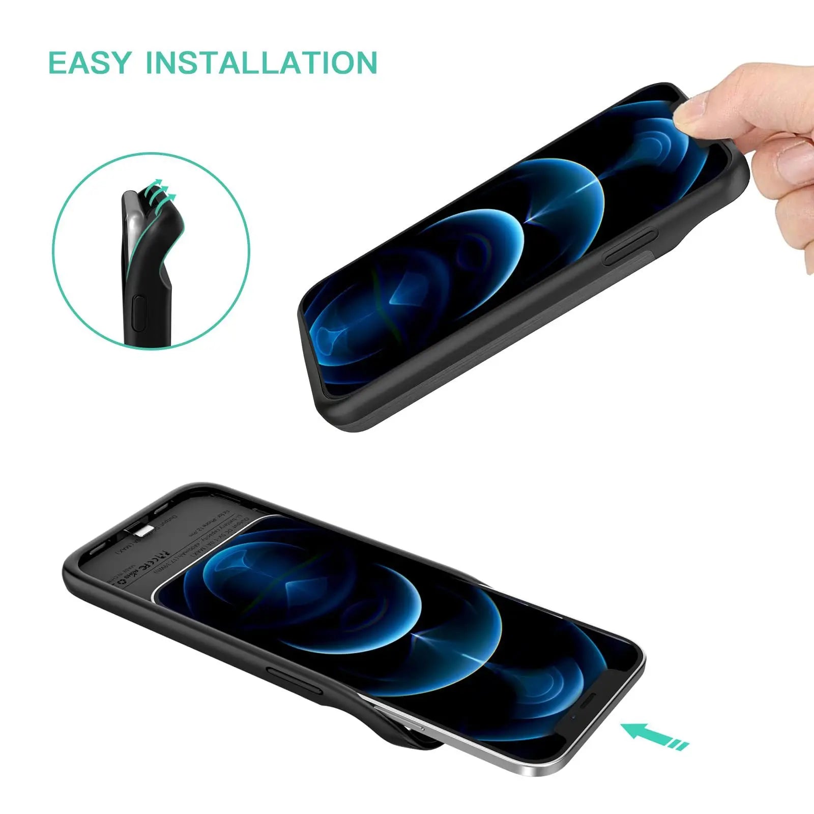 Capa com Bateria para iPhone 17 Air, 16, 15, 14, 13, 12 e 11 Series — Power Bank Portátil 6800mAh