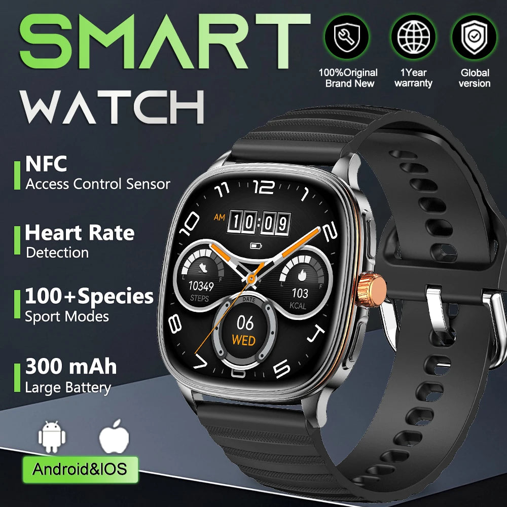 Smartwatch 2026 — Ecrã HD 1.73'', Voz AI, Música, Meteorologia, Modos Desportivos e IP68
