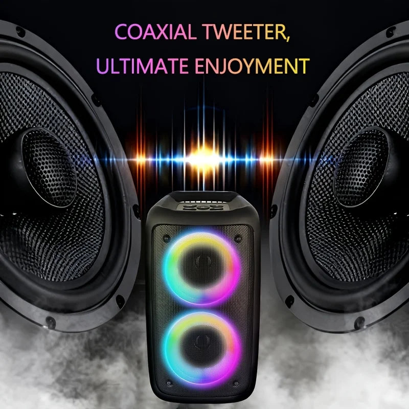 Coluna Bluetooth Portátil 6000W com Luzes Coloridas para Exterior