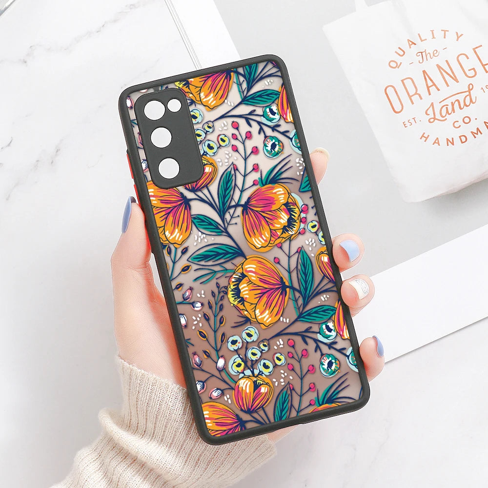 Capa Matte com Padrão Floral para Samsung Galaxy S Series
