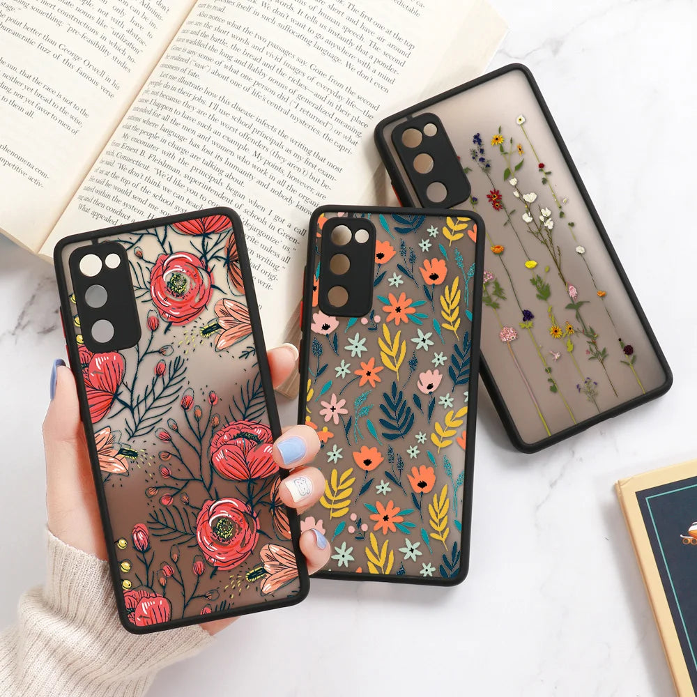 Capa Matte com Padrão Floral para Samsung Galaxy S Series