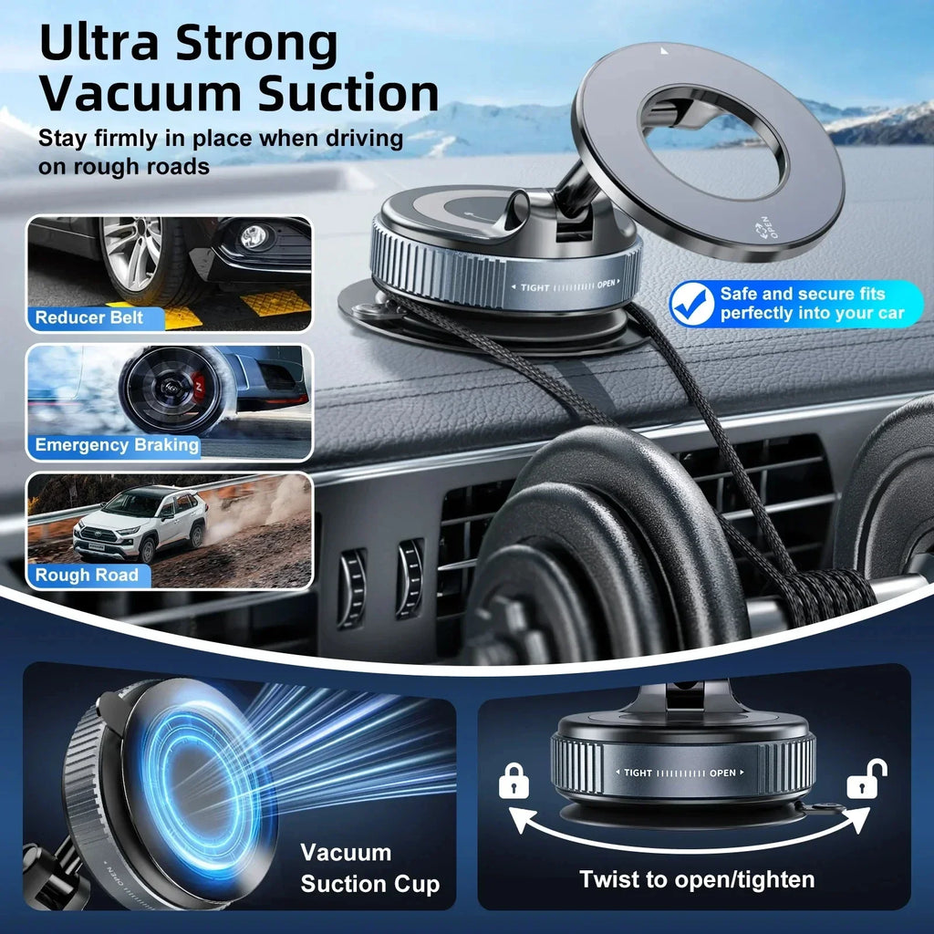 Suporte Magnético para Carro 360° com Ventósa e 16 Ímãs