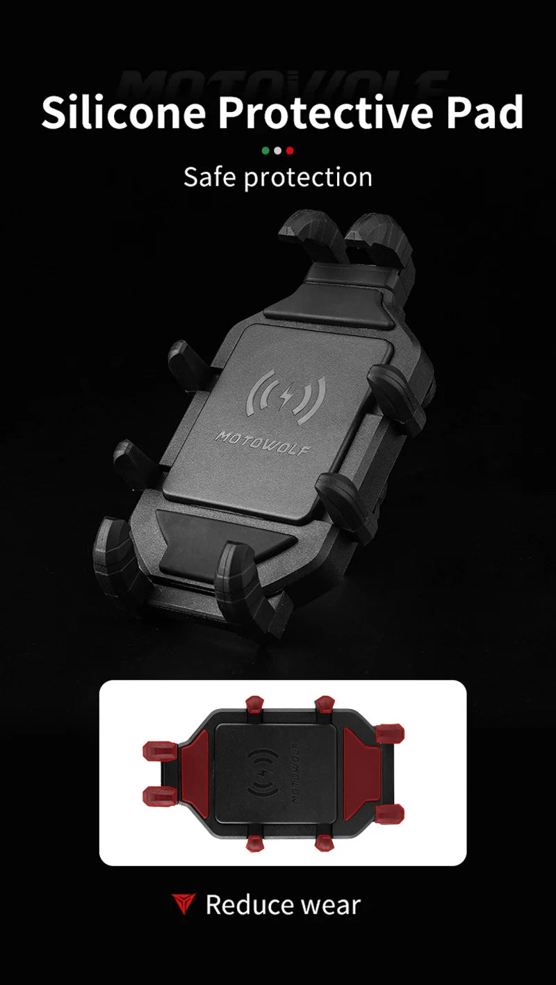 Suporte de Telefónico para Mota com Carregamento Sem Fios QC3.0 e GPS