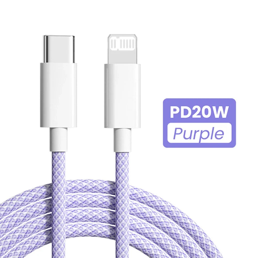 Cabo USB-C para iPhone 14, 13, 12 e 11 PD 20W — Carregamento Rápido 1m/2m