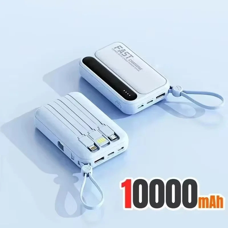 Power Bank Lenovo com 4 Cabos Integrados e Carregamento Rápido