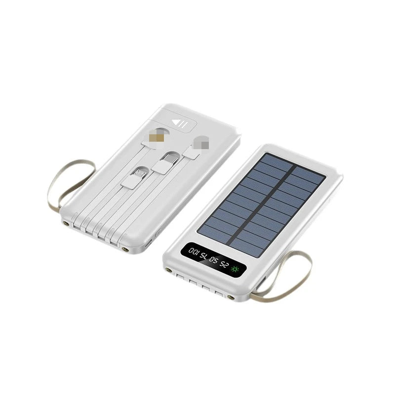 Power Bank Solar Outdoor 10000/20000mAh com Cabo Integrado e Carregamento Sem Fios