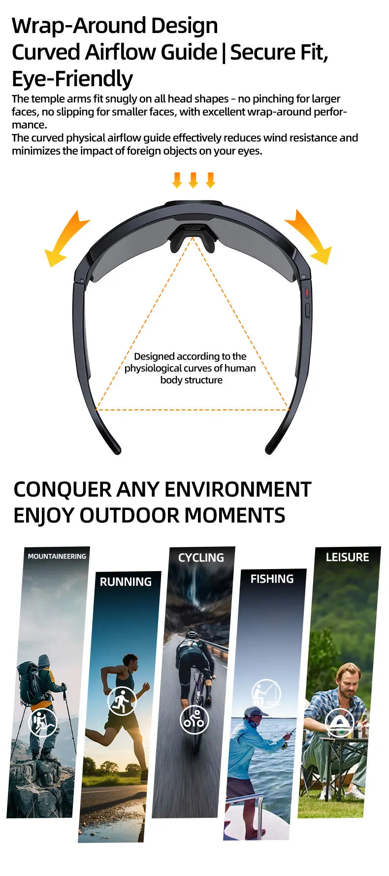Óculos Inteligentes IA com Câmara 4K HD — 8MP, Anti-vibração, Tradução em Tempo Real e Desporto Outdoor