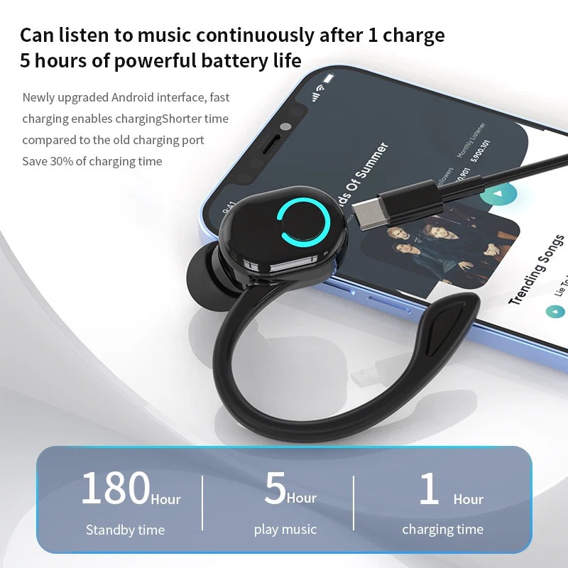 Auriculares Bluetooth HIFI Bass — Cancelamento de Ruído, Microfone HD e À Prova de Água