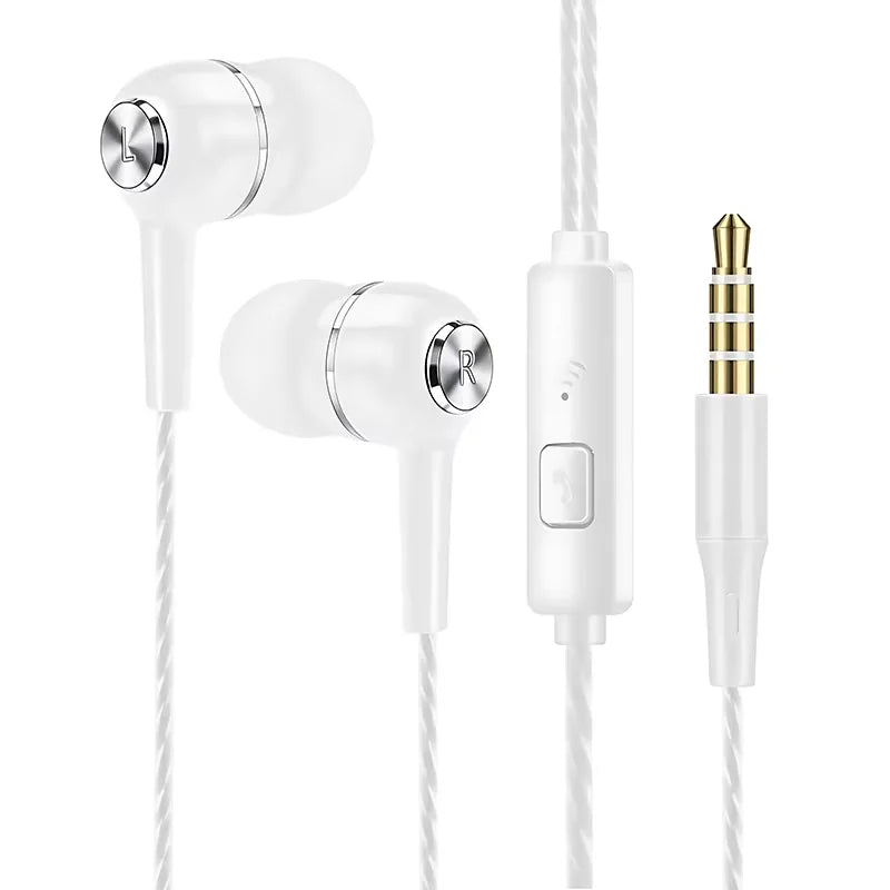 Auriculares com Fio 3.5mm HIFI Bass — Estéreo, Microfone e Desporto