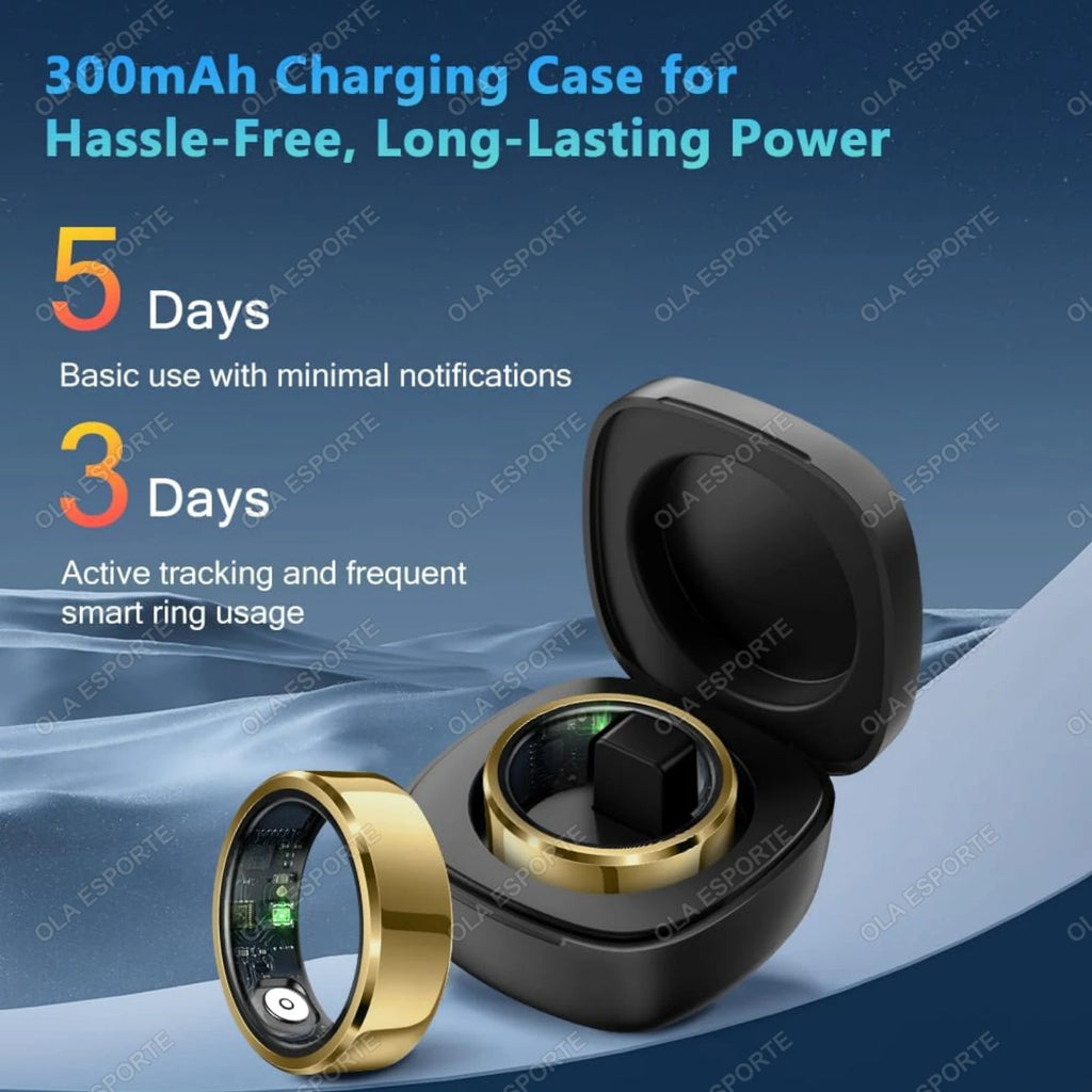 Smart Ring 2025 — Pressão Arterial, Frequência Cardíaca, Sono, IP68 e 5ATM para Homem e Mulher