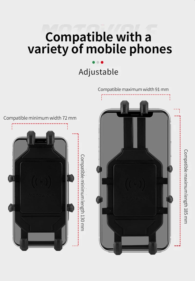 Suporte de Telefónico para Mota com Carregamento Sem Fios QC3.0 e GPS