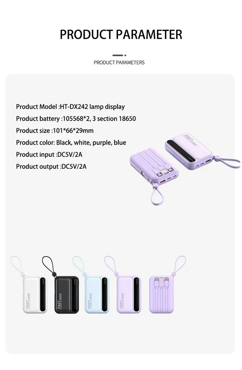 Power Bank Lenovo Mini 120W com 4 Cabos Integrados