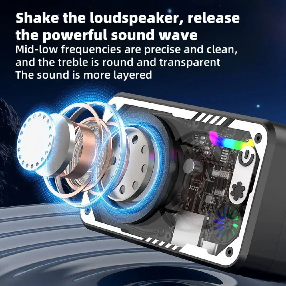 Coluna Bluetooth V5.3 — LED, 1800mAh, Suporte Cartão TF e Som Potente para Exterior