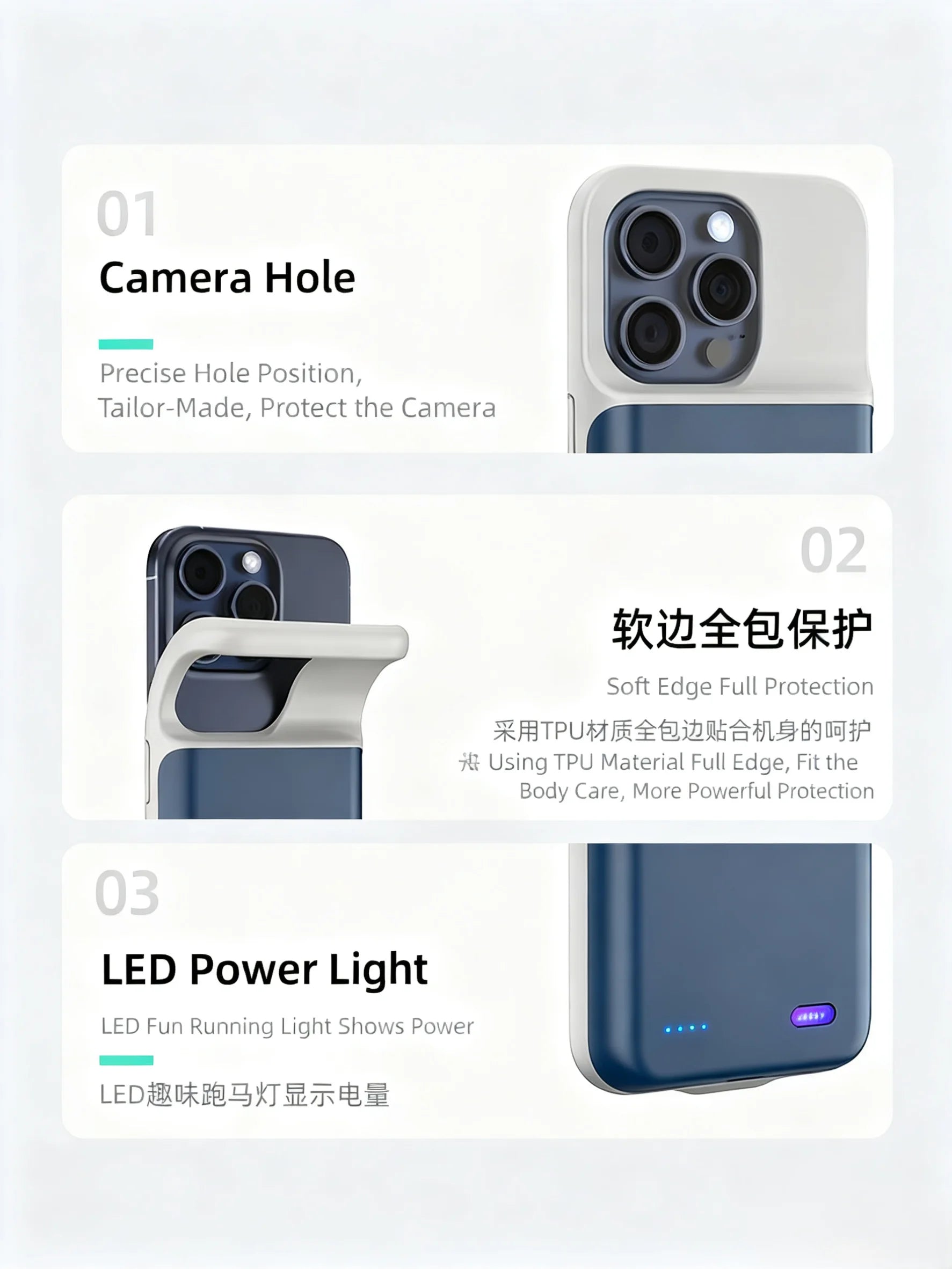 Capa com Bateria 6800mAh para iPhone 17, 16, 15, 14, 13, 12, 11 Series — Power Bank Portátil