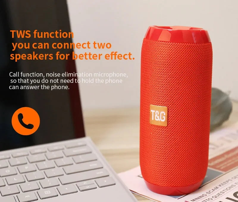 Coluna Bluetooth Portátil Subwoofer — À Prova de Água, Rádio FM e Suporte Cartão TF