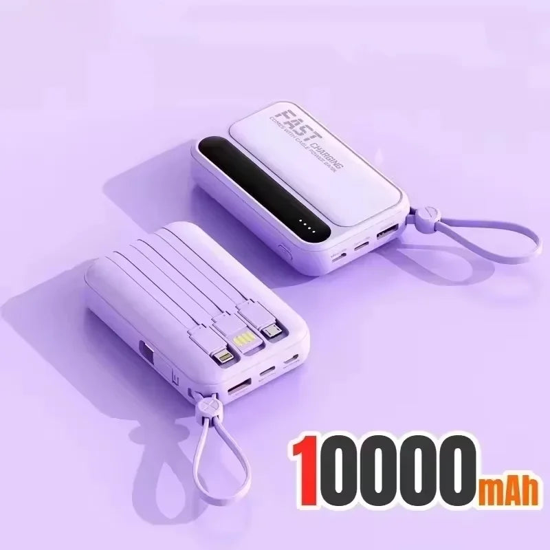 Power Bank Lenovo com 4 Cabos Integrados e Carregamento Rápido