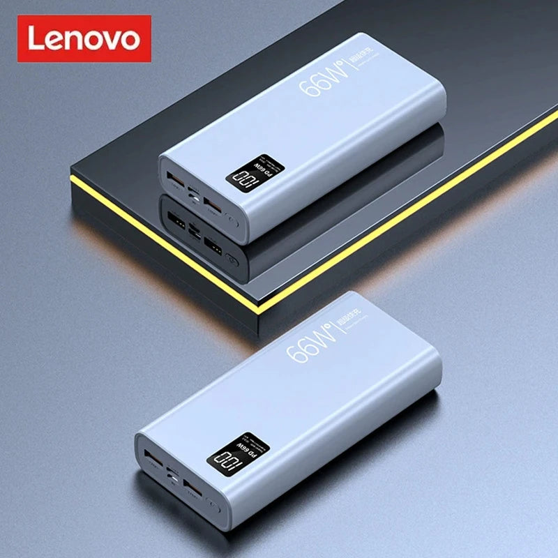 Power Bank Lenovo 20000mAh 66W Carregamento Bidirecional com Display Digital