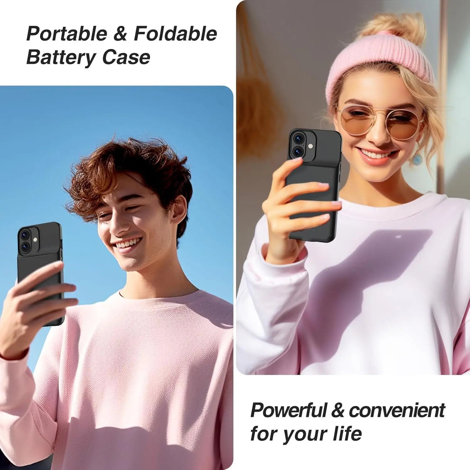 Capa com Bateria para iPhone 17 Air, 16, 15, 14, 13, 12 e 11 Series — Power Bank Portátil 6800mAh