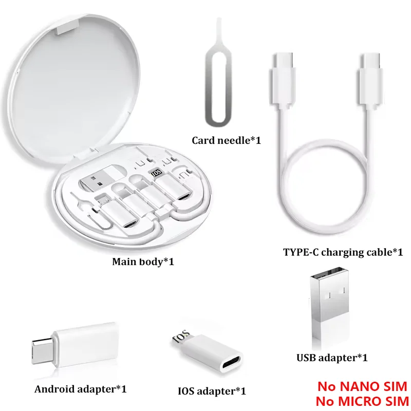 Kit de Adaptadores USB-C 60W — Lightning, Micro USB e Type-C Tudo em Um
