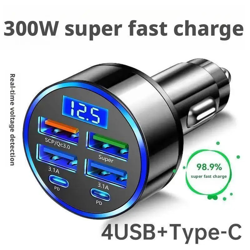 Carregador de Carro 4 Portas USB com Quick Charge 3.0 e PD