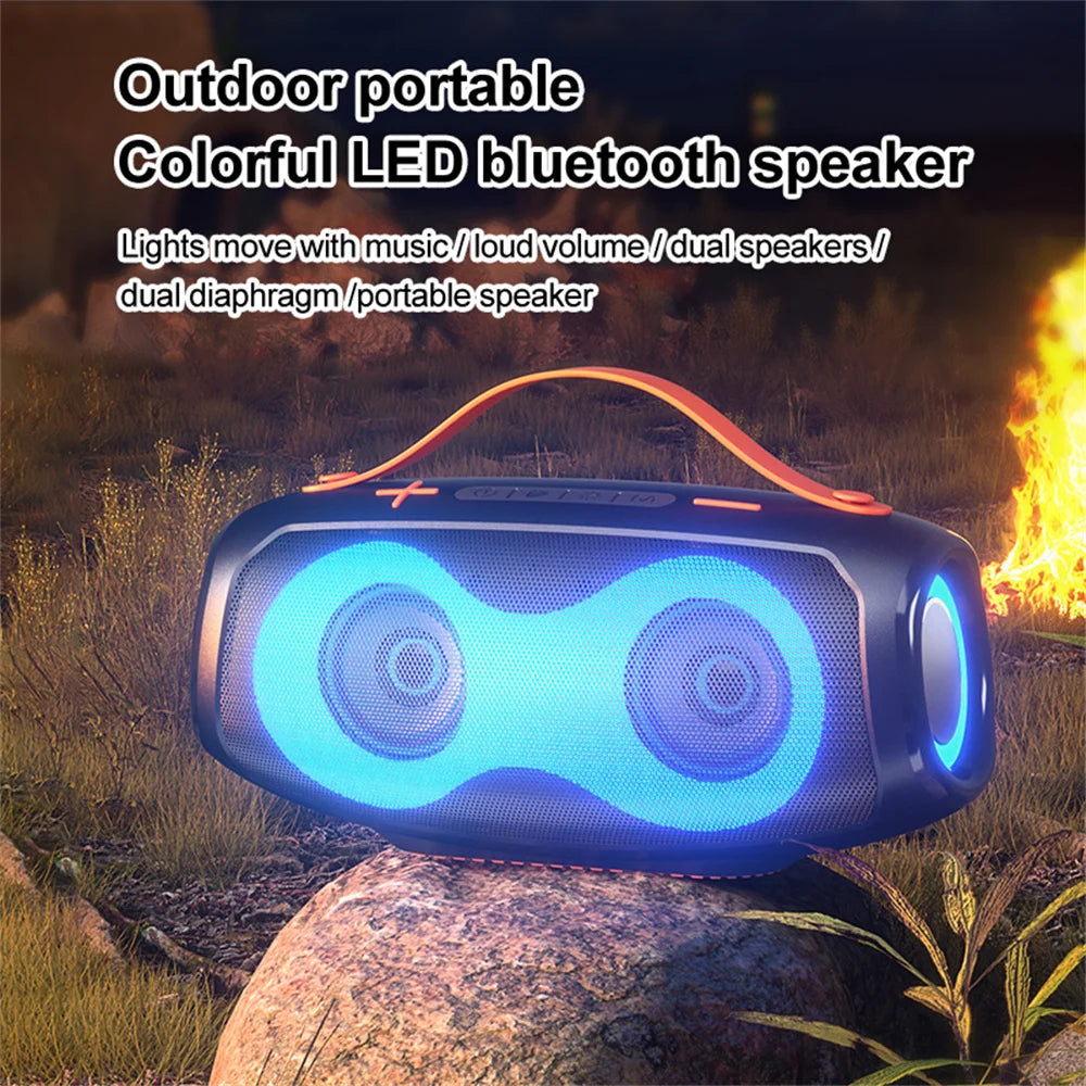 Coluna Bluetooth 20W À Prova de Água — Subwoofer, Iluminação RGB e Bateria 1000mAh