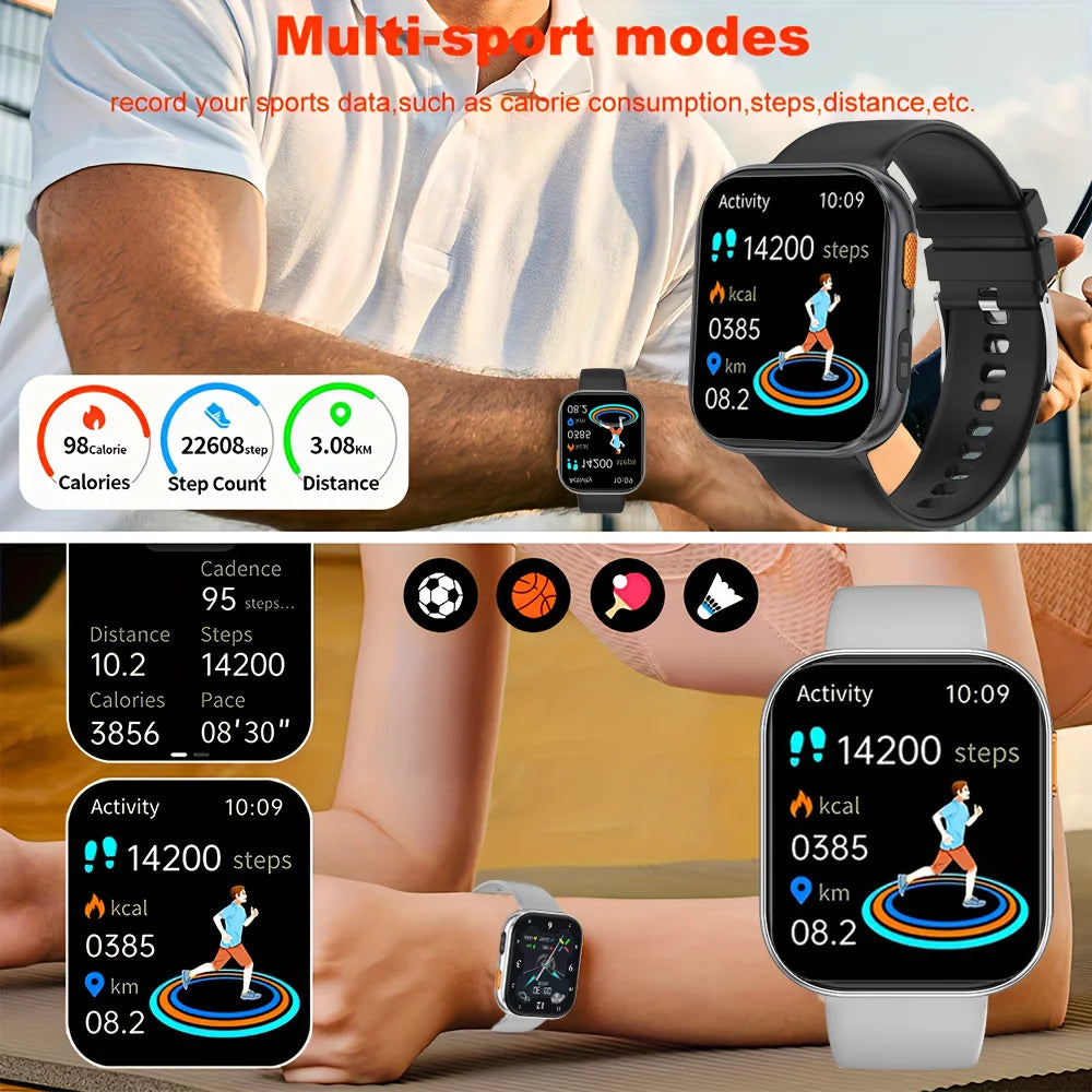 Smartwatch 2026 AMOLED 2.04'' — 1000mAh, 100+ Modos Desportivos, Chamadas Bluetooth e 3ATM
