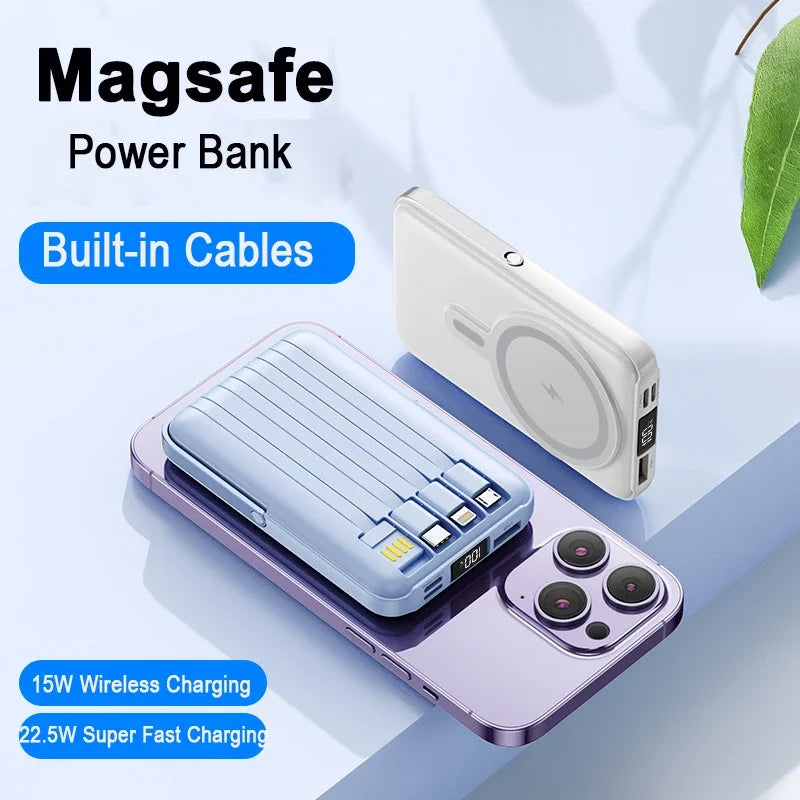 Power Bank MagSafe 20000mAh Carregamento Rápido Sem Fios com Suporte