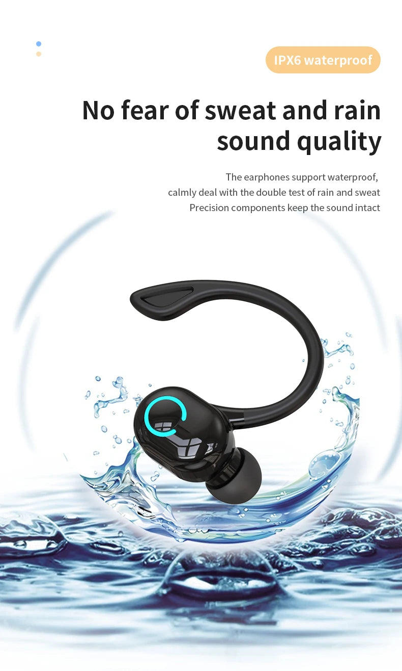 Auriculares Bluetooth HIFI Bass — Cancelamento de Ruído, Microfone HD e À Prova de Água