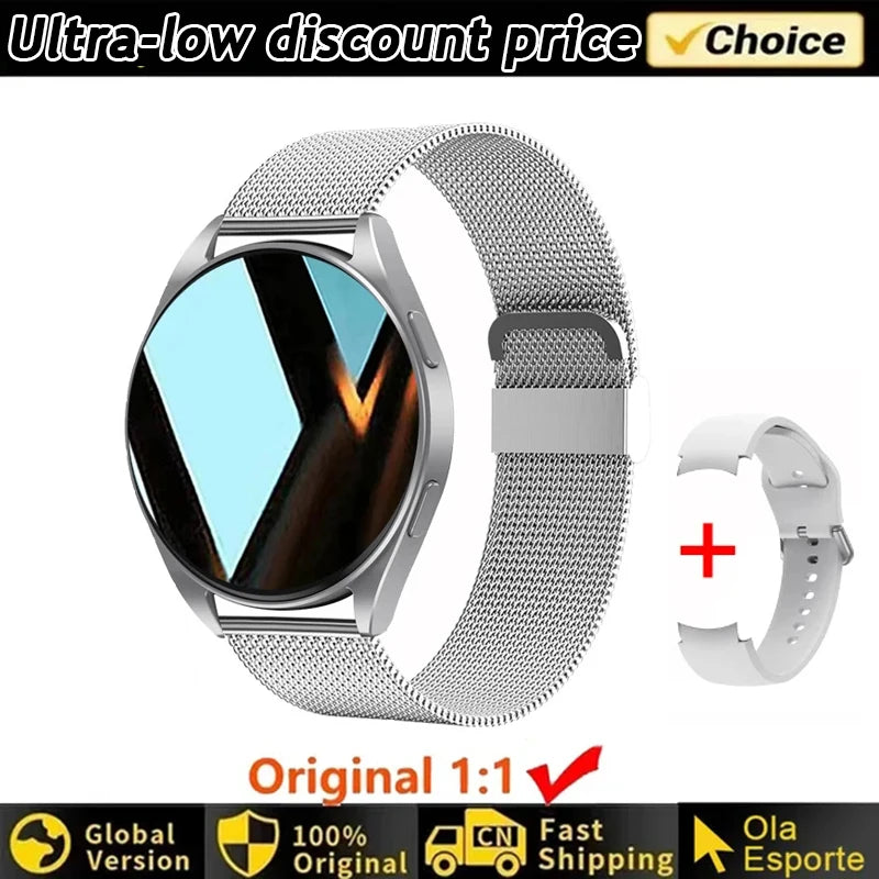 Smartwatch Ultra Fino em Aço Inoxidável — Design Slim Premium, Saúde Completa e Notificações