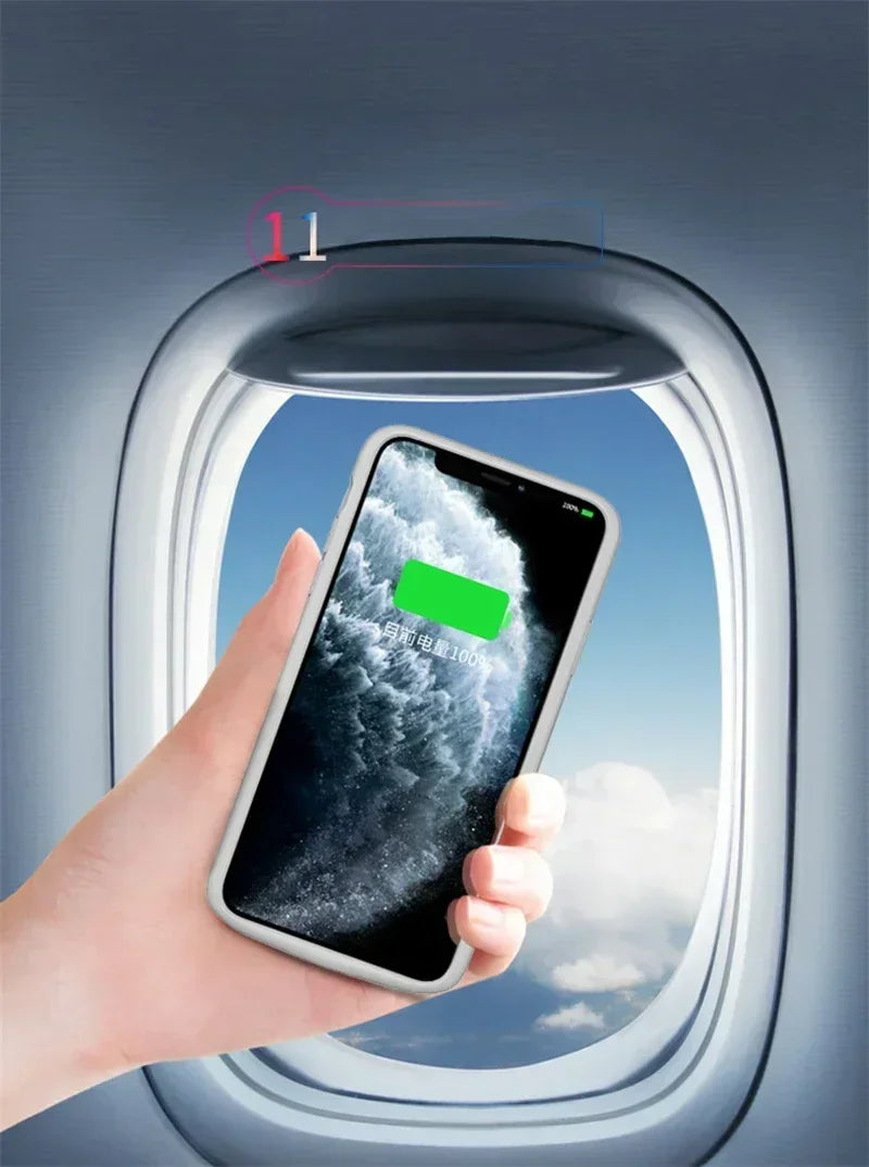 Capa com Bateria para iPhone 12, 11, X, XS, XR, 8, 7, 6 — Power Bank Integrado até 8000mAh com Áudio