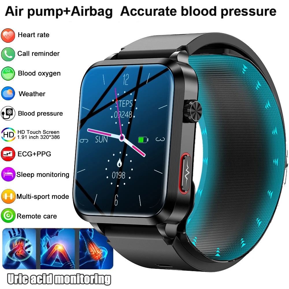Smartwatch Masculino Quadrado AMOLED — Chamadas Bluetooth, Saúde Completa e Design Premium