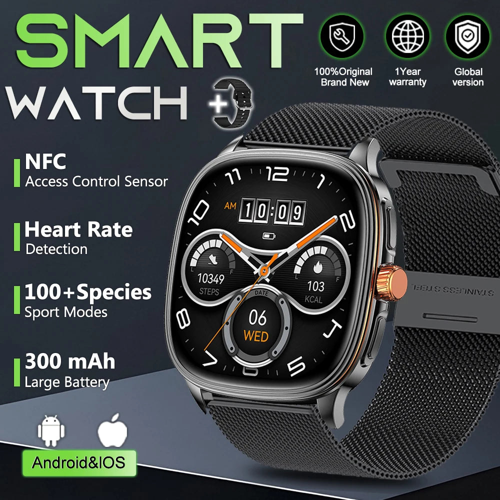 Smartwatch 2026 — Ecrã HD 1.73'', Voz AI, Música, Meteorologia, Modos Desportivos e IP68